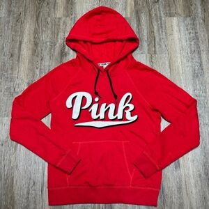 PINK Victoria's Secret Red/White/Black Hoodie Long Sleeved Pull Strings
